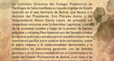 COMUNICADO ( CPPS) Repudio al golpe de Estado ocurrido en el país hermano de Bolivia