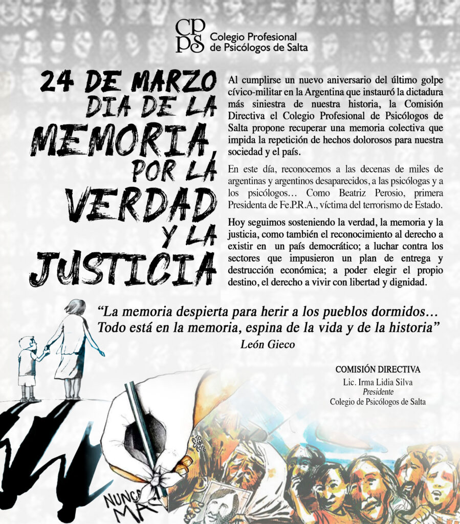24 de Marzo Dia de la Memoria, por la Verdad y la Justicia