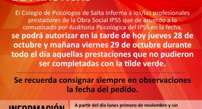 OBRA SOCIAL IPSS AUTORIZACIONES DE PRÁCTICAS