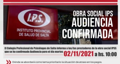 OBRA SOCIAL IPSS AUDIENCIA CONFIRMADA
