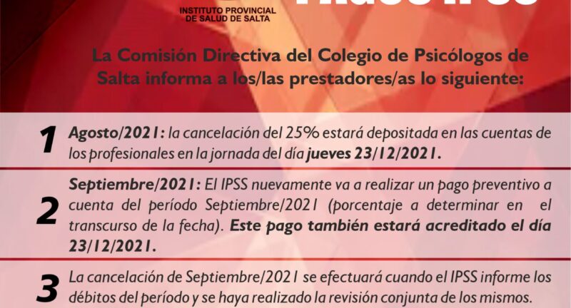 URGENTE ACREDITACIÓN PAGOS IPSS