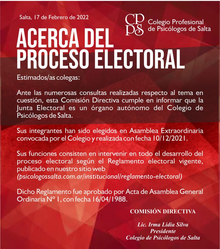 ACERCA DEL  PROCESO ELECTORAL