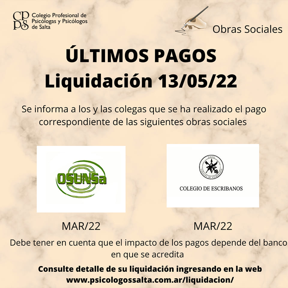 OBRAS SOCIALES - LIQUIDACIÓN 13/05/2022