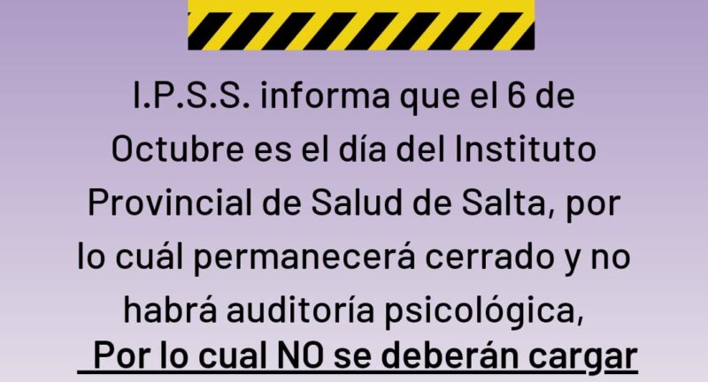 AVISO IMPORTANTE 06/10/2022 DÍA DEL IPS