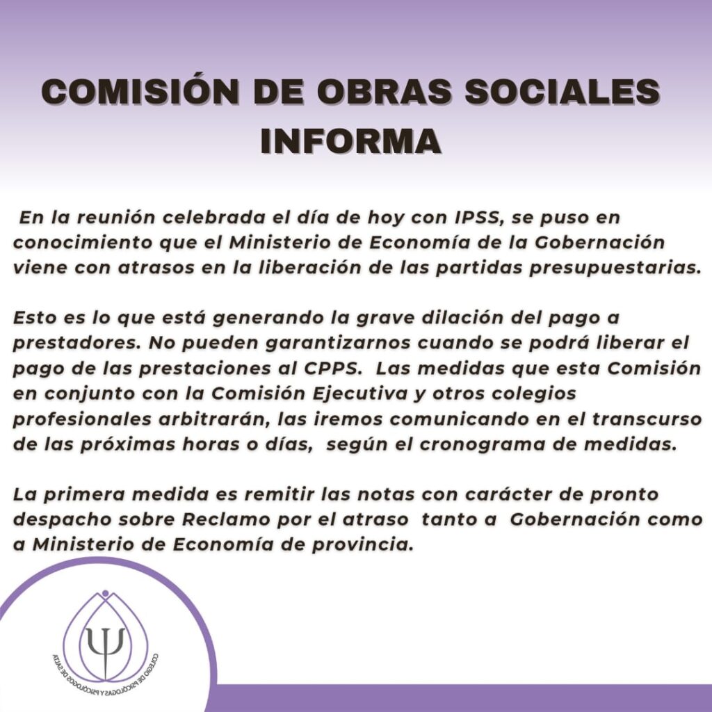 Comisión Obras Sociales informa