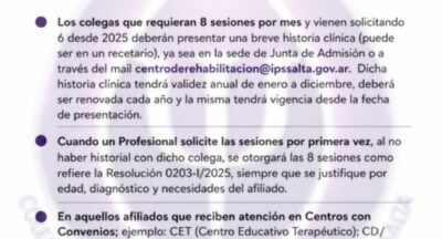 Información sobre Sesiones IPS