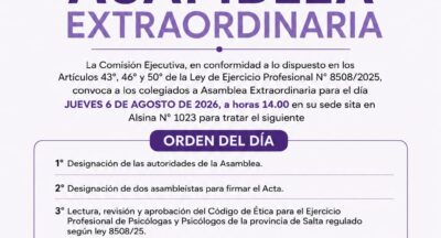 Convocatoria a Asamblea Extraordinaria 06/08/26