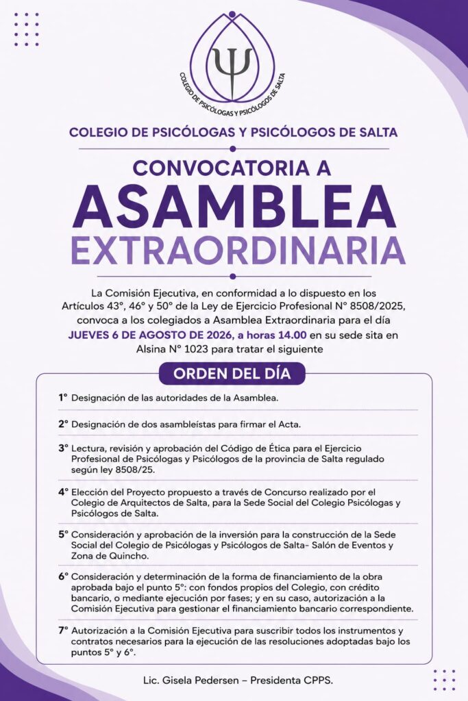 Convocatoria a Asamblea Extraordinaria 06/08/26